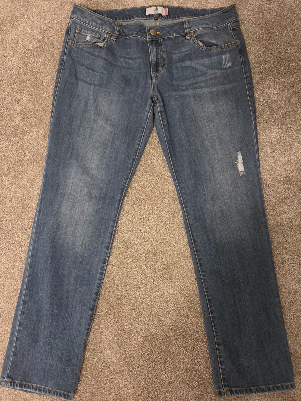 Cabi Mojave Slim Boyfriend Jeans Size 14 Womens Distressed  Low/Mid Rise